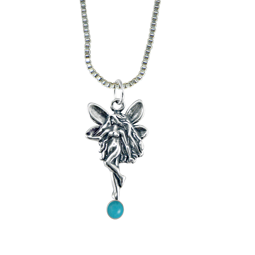 Sterling Silver Dancing Fairy Pendant With Turquoise